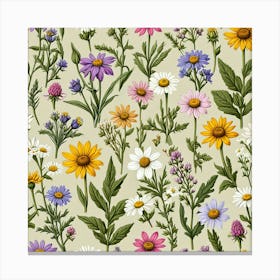 Wildflowers Seamless Pattern Canvas Print