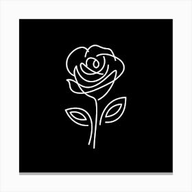 White Rose On A Black Background Canvas Print