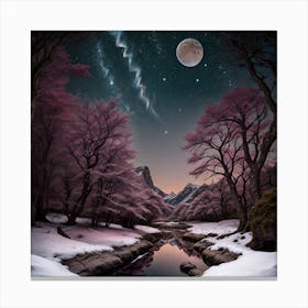 Moonlight In The Snow 2 Canvas Print