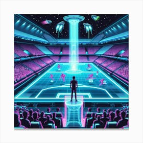 8-bit futuristic sports stadium 1 Canvas Print