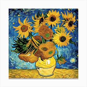 Sunflowers In A Vase 4 Canvas Print