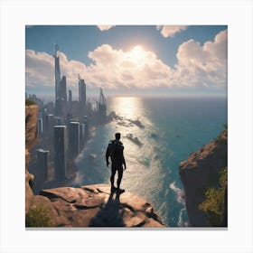 Man Standing On A Cliff 1 Canvas Print