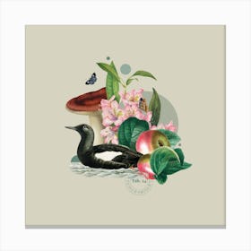 Flora & Fauna with Black Guillemot 1 Canvas Print