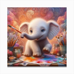 Little Artist Elephant 1 Canvas Print