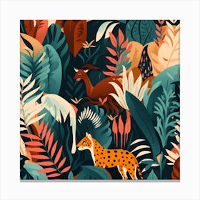 Seamless Pattern With Animals In The Jungle Canvas Print