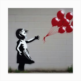 Little Girl With Red Balloons 1 Canvas Print