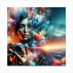 Psychedelic Girl With Camera Canvas Print