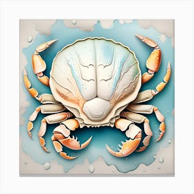 Crab Watercolor Dripping Canvas Print