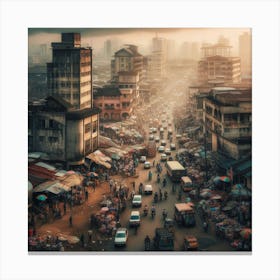 The Hustle and Bustle of Idumota with Balogun Market in View, Lagos Canvas Print