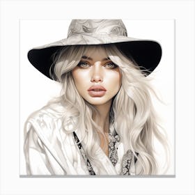 White Girl In Hat Canvas Print