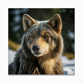Wolf In The Snow Canvas Print