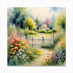 Watercolor Of A Garden Canvas Print
