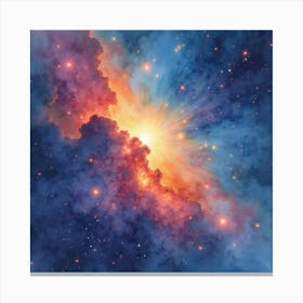 Celestial Nebulae Painted In Watercolor With Vibrant Colors 1 Canvas Print