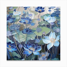 Lotus Flowers Blue Canvas Print