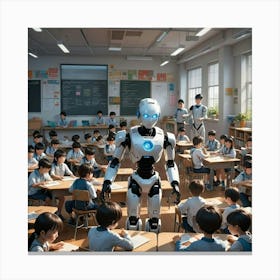 Robot In Classroom Canvas Print