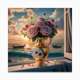 Vase Of Roses Canvas Print