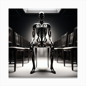 Skeleton Sitting In A Chair 3 Canvas Print