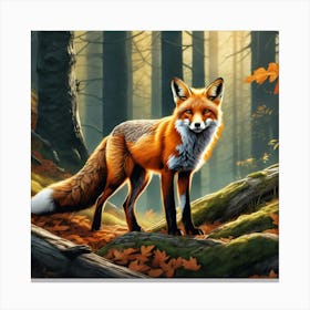 Fox In The Forest 96 Canvas Print