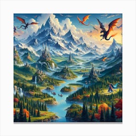 Dragons In The Mountains Canvas Print