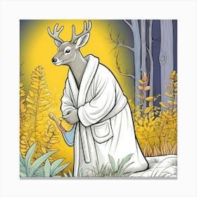 Deer In Bathrobe 5 Canvas Print