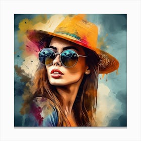 Portrait Of A Woman In A Hat 4 Canvas Print