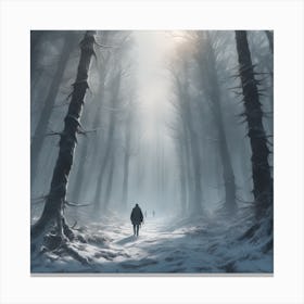 Winter Forest With Visible Horizon And Stars From Above Drone View Sharp Focus Emitting Diodes S (6) Canvas Print