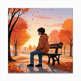 Alone Boy In Whimsical Scene Art Print (1) 1 Canvas Print