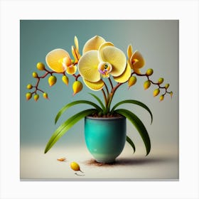 Yellow Orchids In A Vase Canvas Print