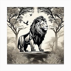 Lion In The Forest 12 Canvas Print