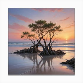 Tree Roots In The Sand Canvas Print