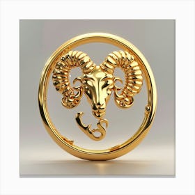 Default Simple Symbol Of Zodiac Sign Aries Made Of Pure Gold S 1 Canvas Print