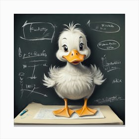 Duck On Chalkboard 2 Canvas Print