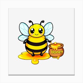 Honey Bee With Honey Canvas Print