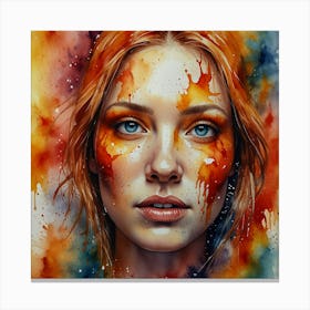 Watercolor Of A Girl 14 Canvas Print