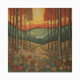 Sunset In The Woods Canvas Print