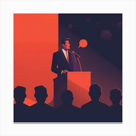 Silhouette Of A Man Giving A Speech Canvas Print