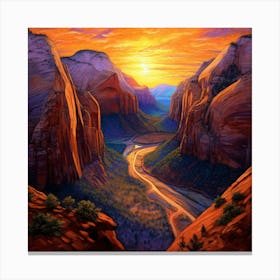 Sunset In Zion 11 Canvas Print