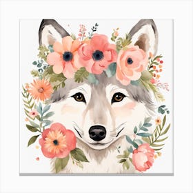 Floral Baby Wolf Nursery Illustration (47) Canvas Print
