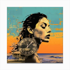 Girl With A Clock Canvas Print