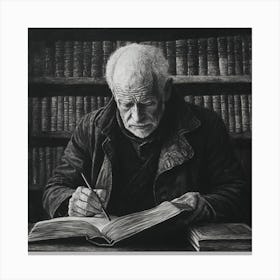 Old Man Reading A Book 1 Canvas Print