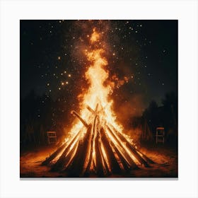 Bonfire At Night 2 Canvas Print