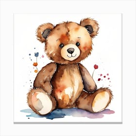 Teddy bear watercolour  Canvas Print