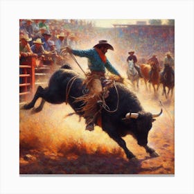 Rodeo Bull Rider Canvas Print