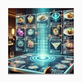 A Futuristic Digital Menu Interface At A High Tech Canvas Print