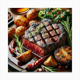 A Close Up Of The Signature Dish Iron Clad Steak, Canvas Print