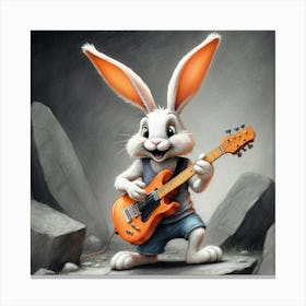 Bunny Playing Guitar 5 Canvas Print