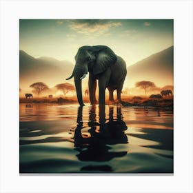 Elephant In The Water 7 Canvas Print