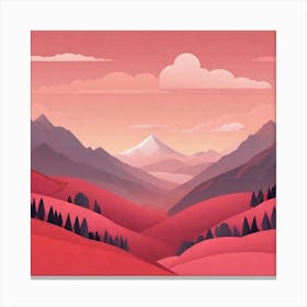 Misty mountains background in red tone 39 Canvas Print