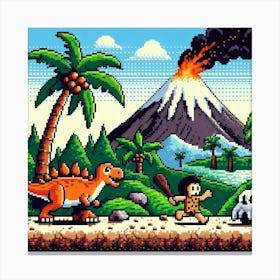 8-bit prehistoric landscape Canvas Print