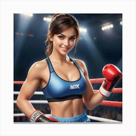 Boxing Girl Posing Canvas Print